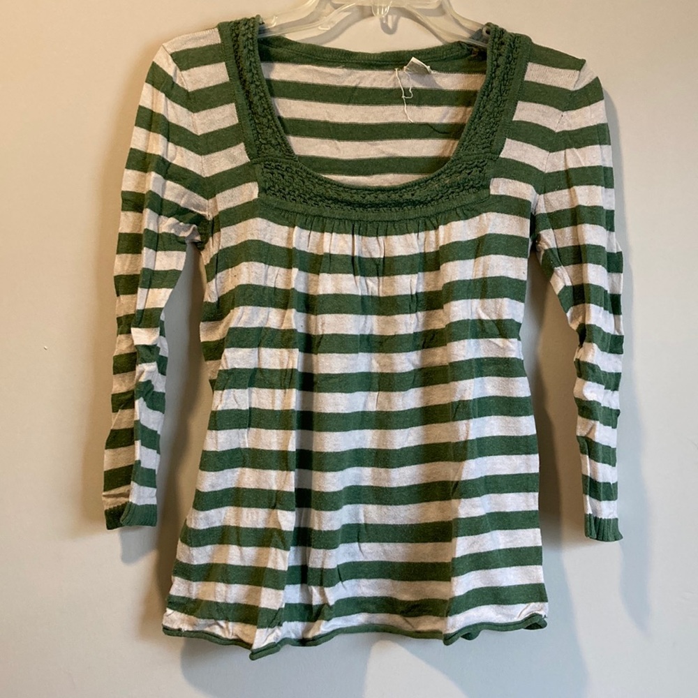 3/4 Sleeved Strip Sweater